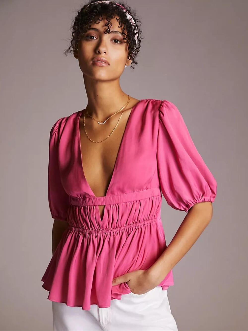 Anthropologie Dolan Cut Out V-Neck Top - Size Small